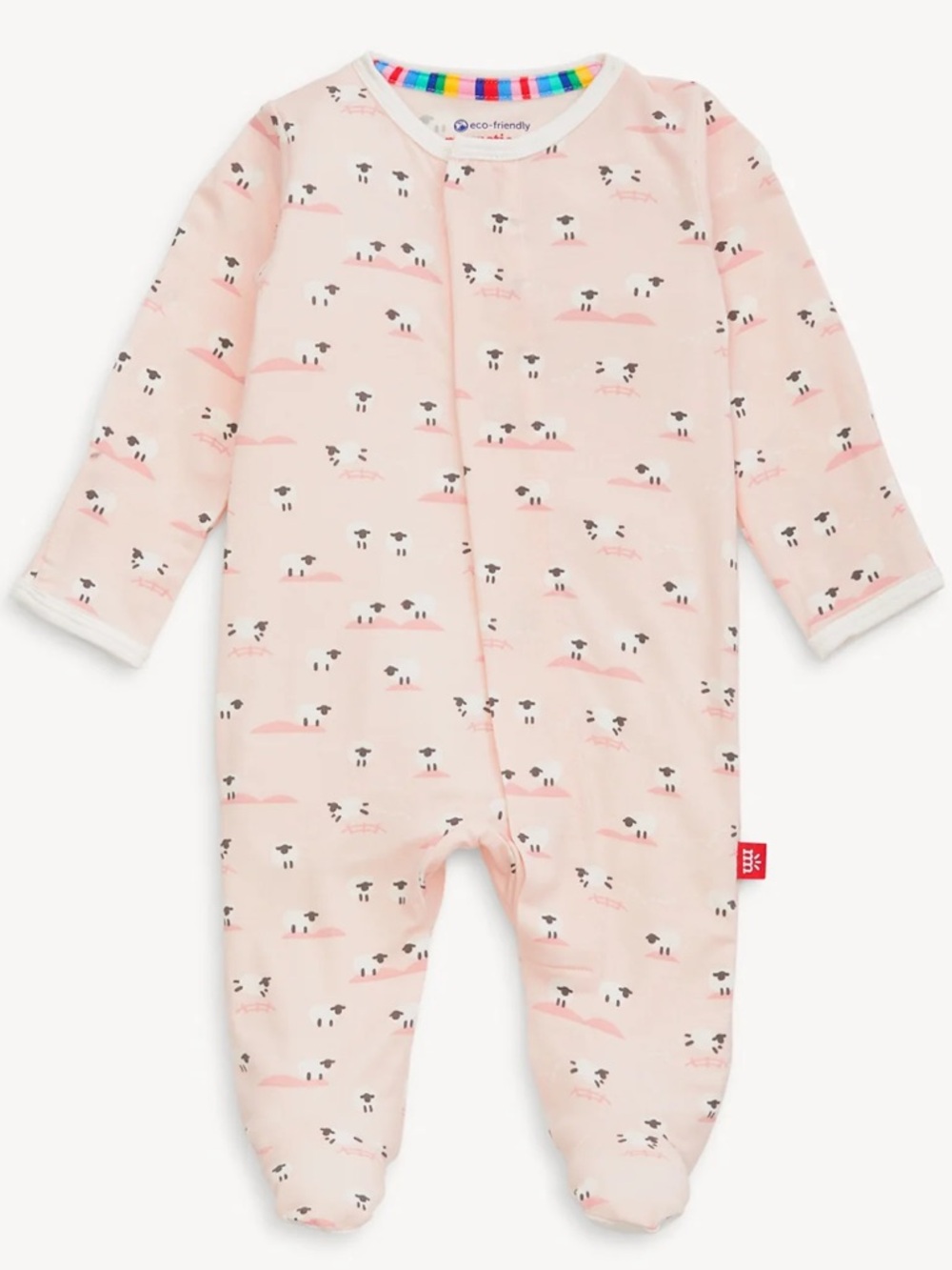 Magnetic Me Pink Footed One-Piece with Sheep Print